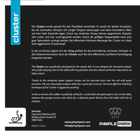 Long pips PIMPLEPARK Cluster black