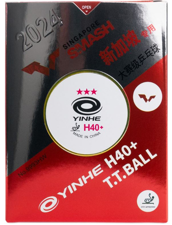 plastic balls YINHE H40+ 3*** WTT ITTF (seam) 6 pcs white