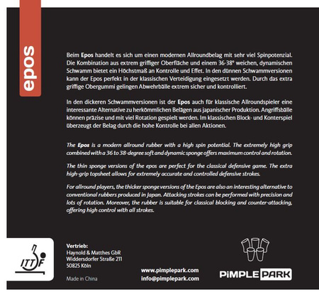 Pips-in DONIC PIMPLEPARK Epos black