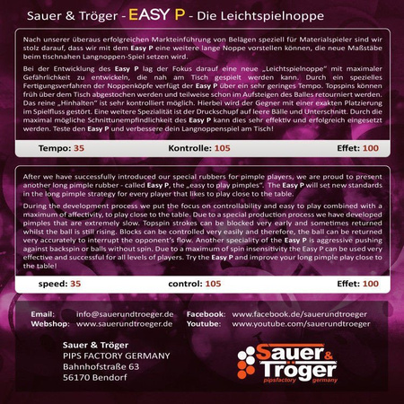 Pips-out long SAUER & TROGER Easy P black